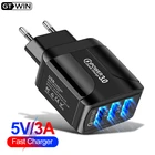 GTWIN 3USB со светодиодной подсветкой, быстрая зарядка, зарядное устройство 3A для смарт-планшета, универсальная дорожная зарядная головка QC3.0