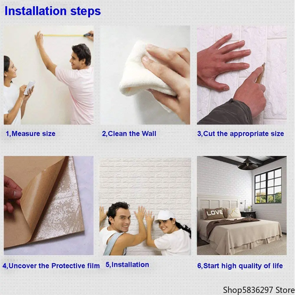 

3D Wallpaper Brick Wall Stickers Decor Foam Wall Covering Wall Sticker For Living Room DIY Background