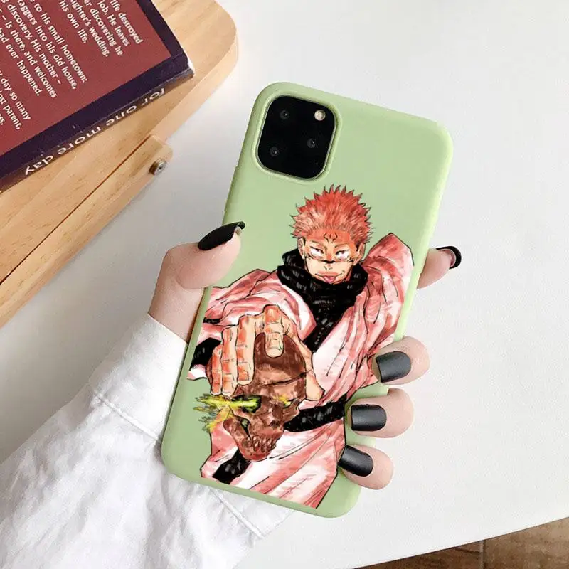 

Jujutsu Kaisen Phone Case Green Candy Color for iPhone 6 7 8 11 12 s mini pro X XS XR MAX Plus