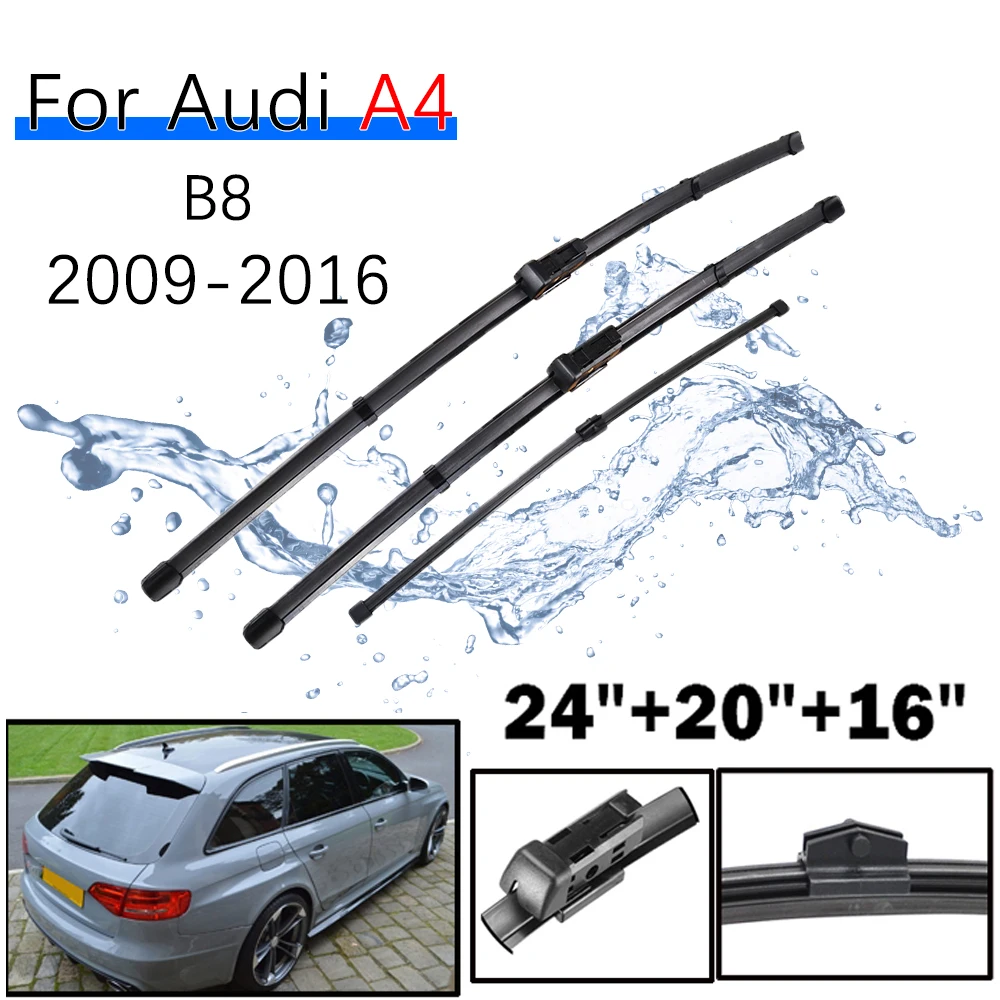 

LHD Wiper Front Rear Wiper Blades Set For Audi A4 B8 2009-2016 Windshield Windscreen Window 24"+20"+16"