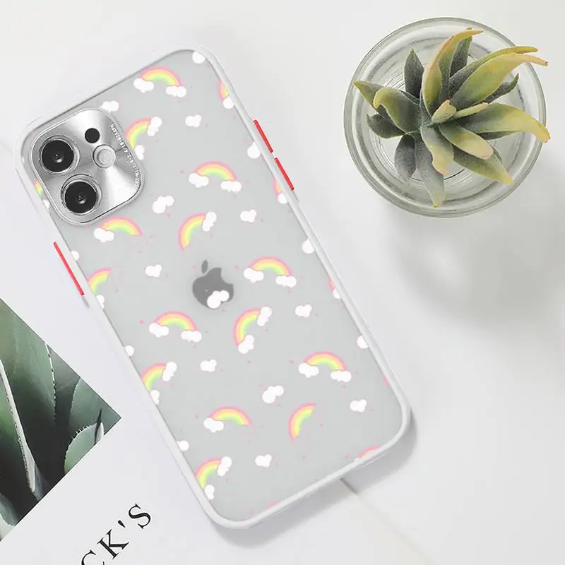 

Cartoon clouds Phone Case For iPhone 12 11 Mini Pro XR XS Max 7 8 Plus X Matte transparent White Cover