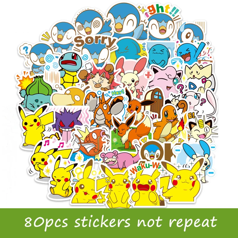 80 шт мультфильм милый покемон Пикачу аниме наклейки для ноутбука украшения