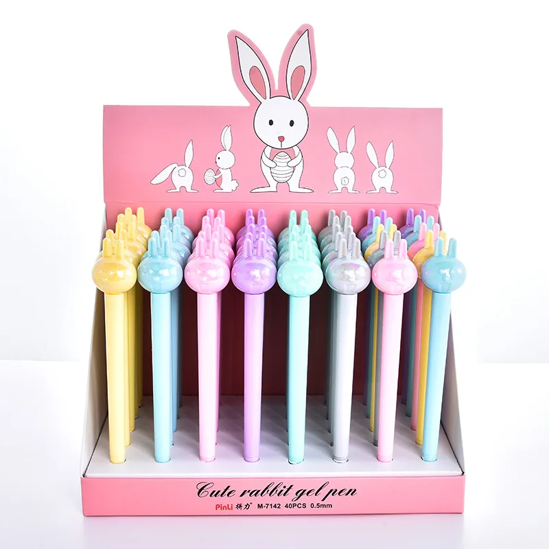 

40 pcs/lot Kawaii Colorful Rabbit Gel Pen Cute 0.5 mm black ink Neutral Pen School Office writing Supplies Promotional Gift