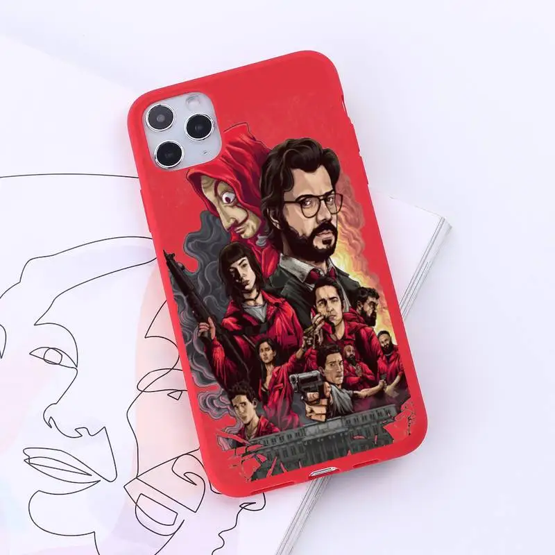 

Spain TV Money Heist House Paper Phone Case Red Candy Color for iPhone 6 7 8 11 12 s mini pro X XS XR MAX Plus