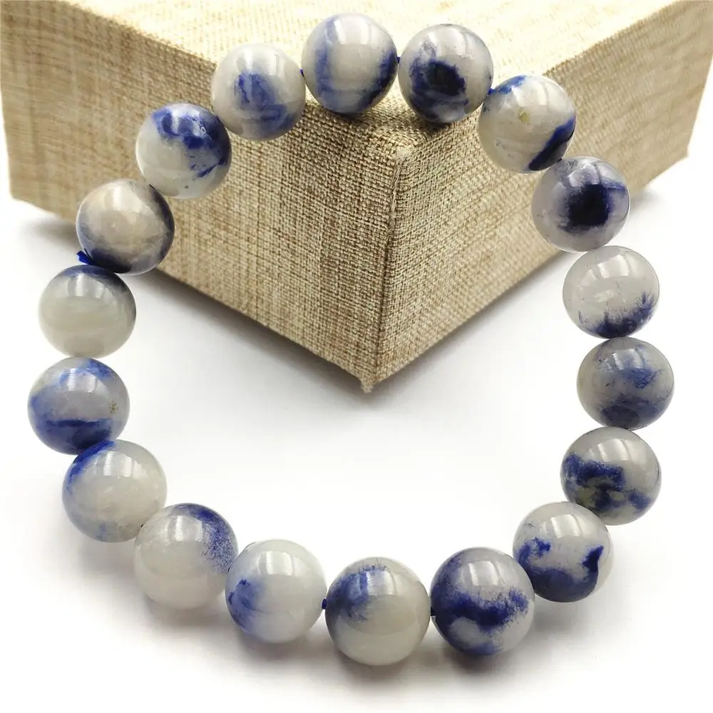 12 мм натуральный синий кварцовый рутилированный кристаллический Круглый бисер