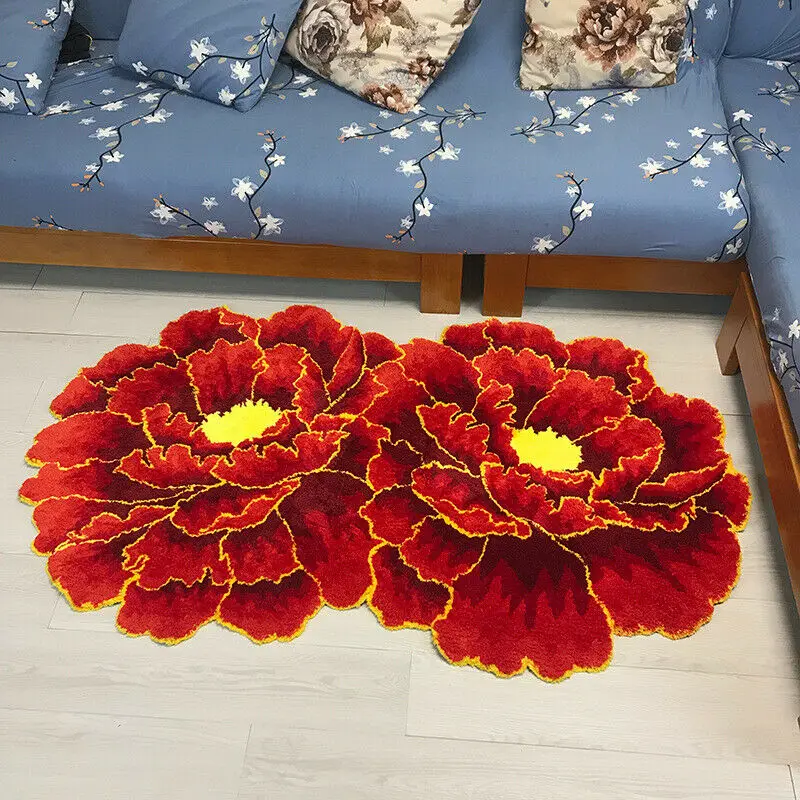 3d peony pattern thick carpet nordic art flower rug soft flocking daisy rug for living room bedroom anti slip hallway door mat free global shipping