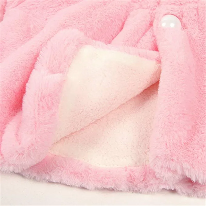 TOPATY Newborn Infant Baby Girl Faux Fur Warm Winter Hooded Cape Cloak Hoodie Coat Free Shipping |