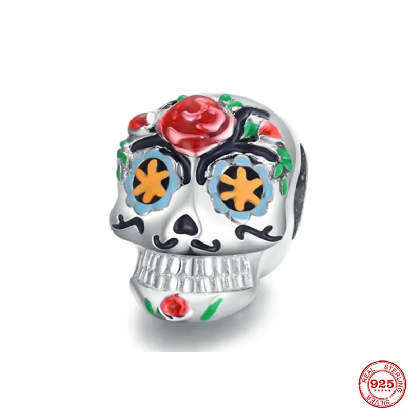 Цвет Череп Черный кот дома навсегда фламинго очаровательный подрходит к S925 Pandora