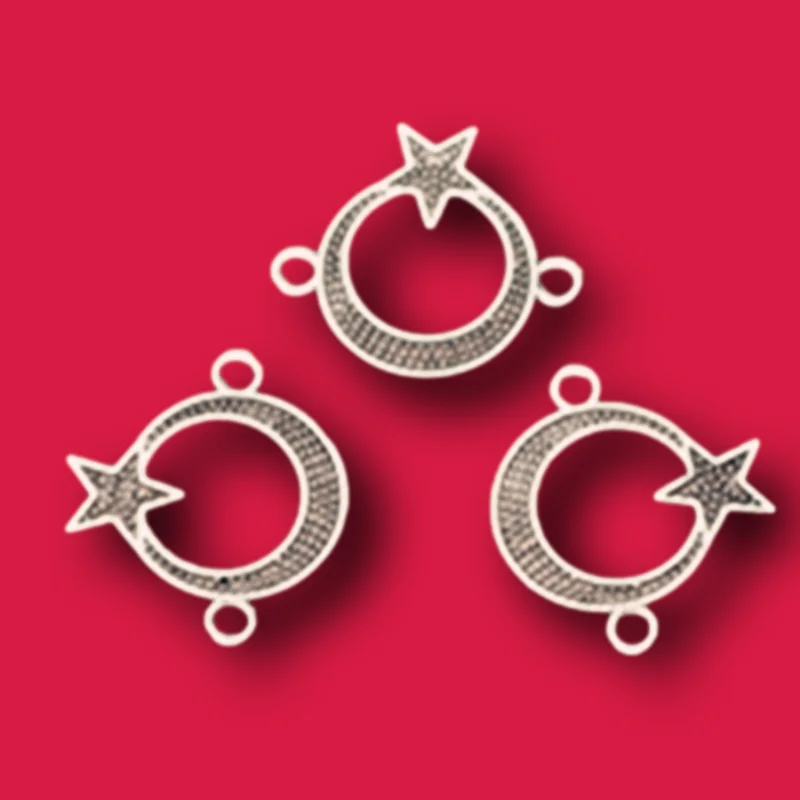 20 шт. Посеребренная Национальная эмблема индейки соединители луна и звезды