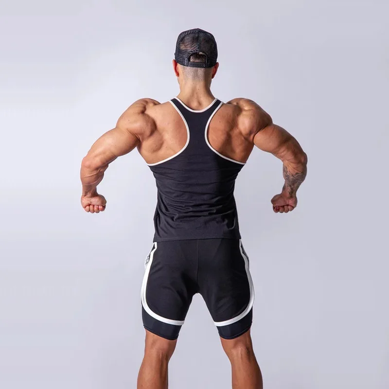 

Gym Men Muscle Sleeveless Shirt Tank Top Bodybuilding Sleeveless Clothing Sportwear Sport Fitness Workout Vest Elastic