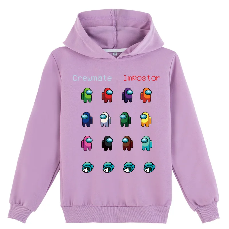 

New Game Among Us Hoodie Kids Cartoon Sweatshirt Baby Boy Impostor Graphic Anime Streetwear Top with Sunhat Toddler Girl Clothes