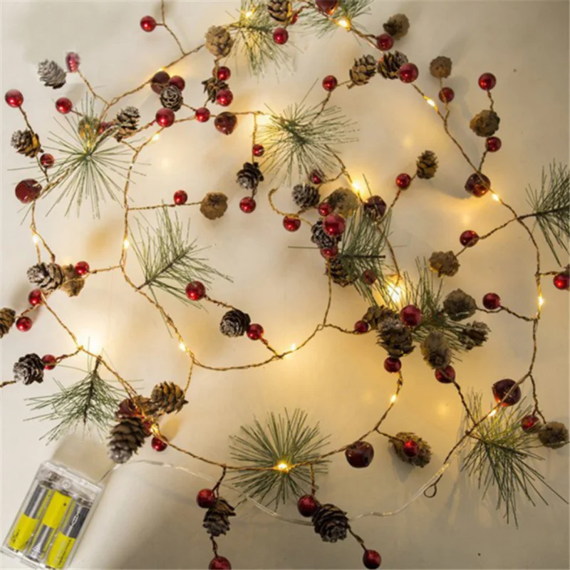 

Kerst Decoraties Huis 2M 20 Led Koperdraad Pine Cone Led Licht Kerstboom Decoraties Kerst Natal