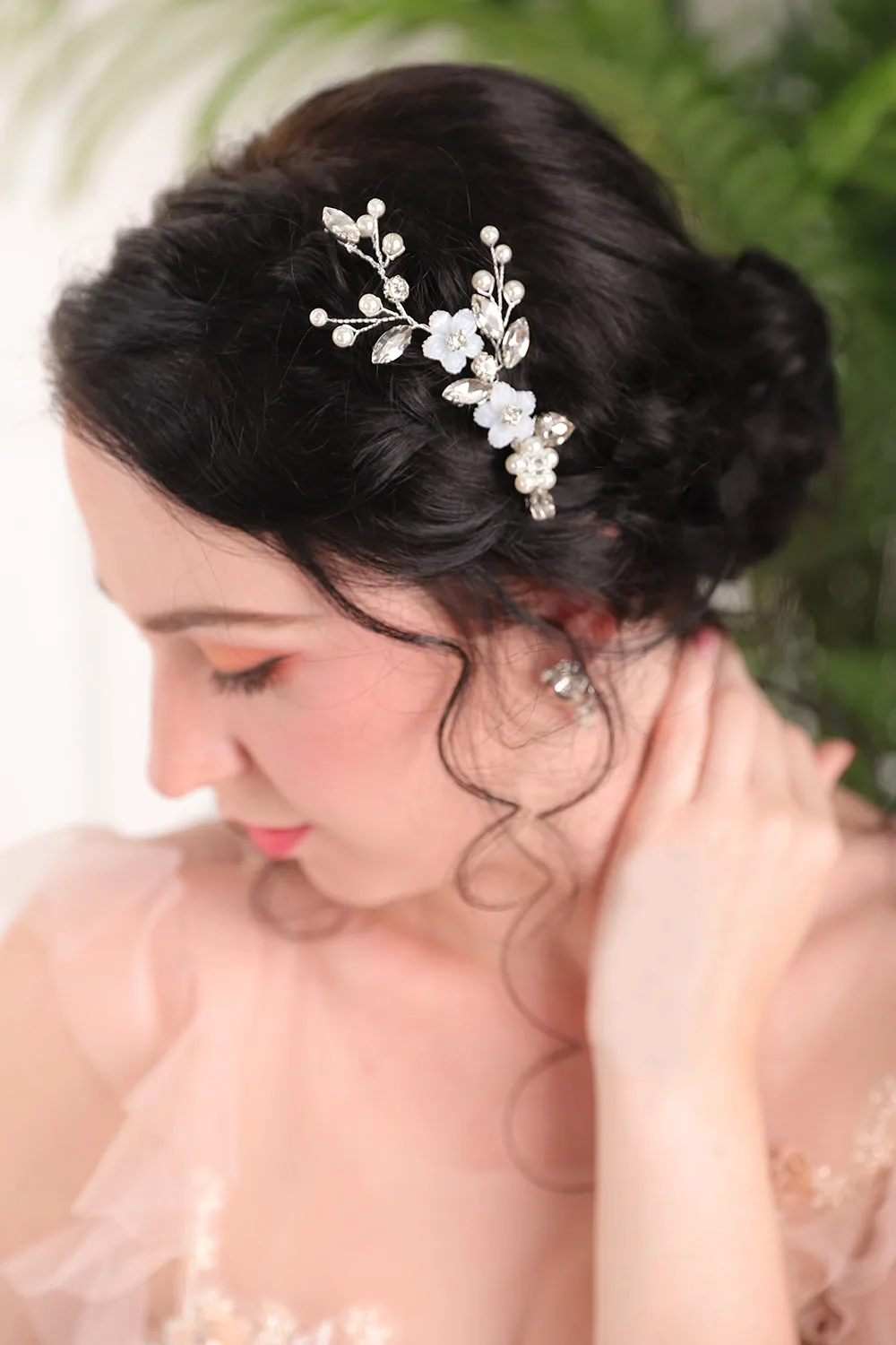 Новое поступление 2020 серебряные блестящие стразы подружки невесты с цветком и