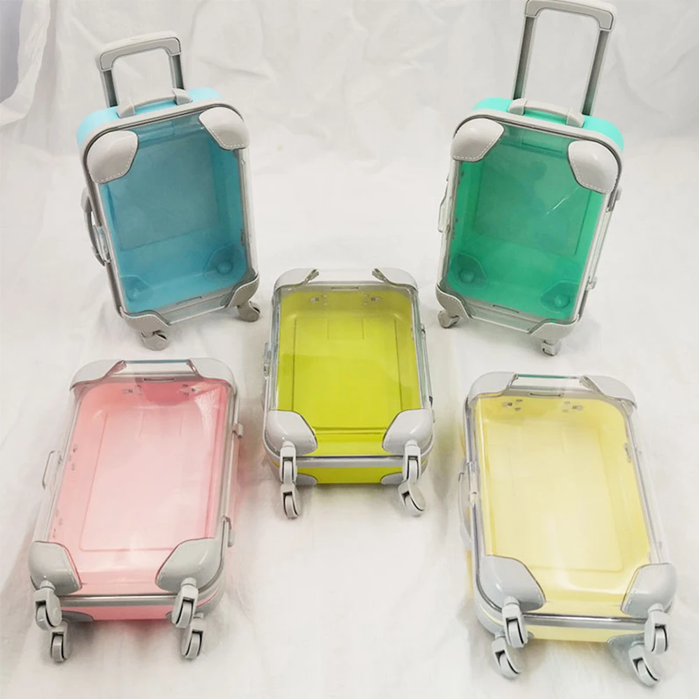Многоцветная пластиковая коробка для хранения накладных ресниц в форме чемодана