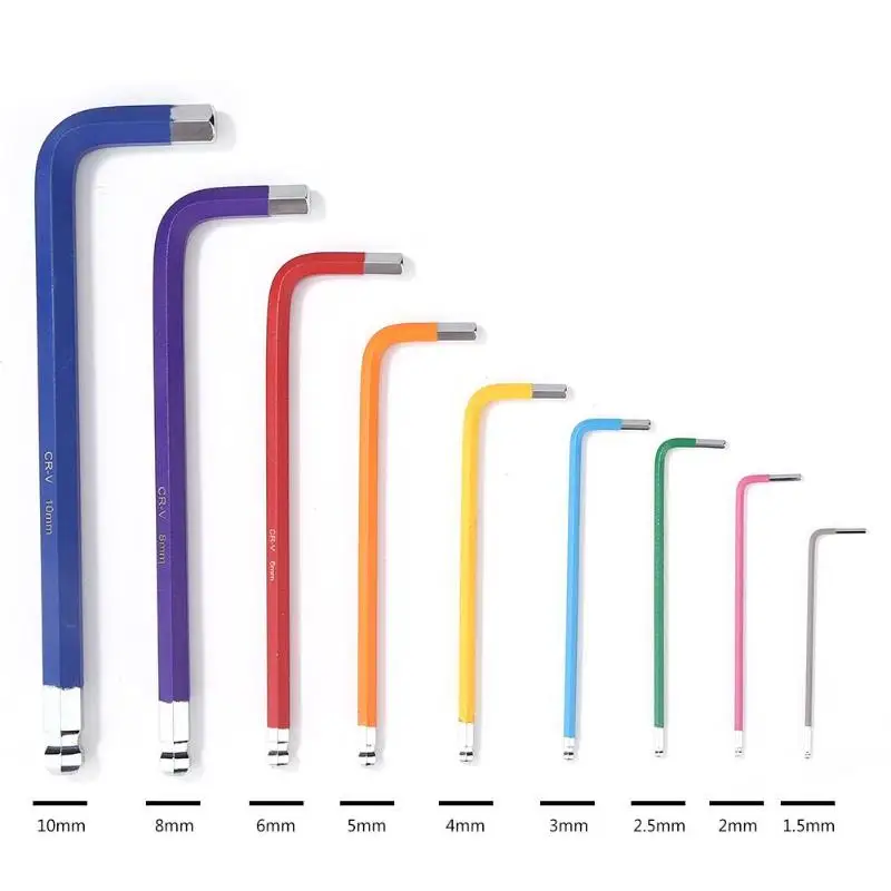 9 шт. 1 5 мм 10 Цвет кодовый шар Конец шестигранный ключ L для шлица звездочка Набор