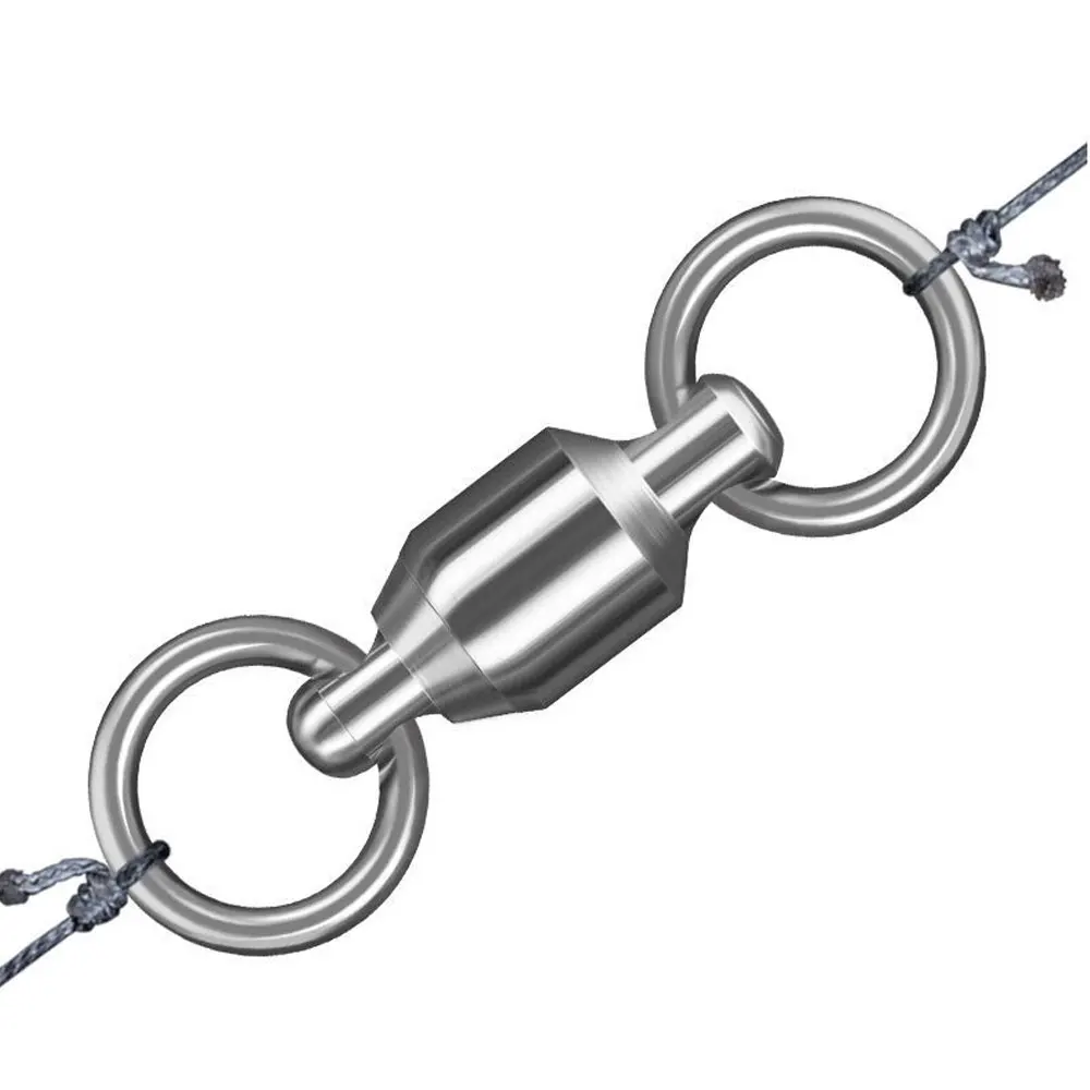 

10pcs Stainless Steel Fishing Heavy Duty Ball Bearing Swivel With Solid Ring Connector Fishhook Tackle Accessory Tools