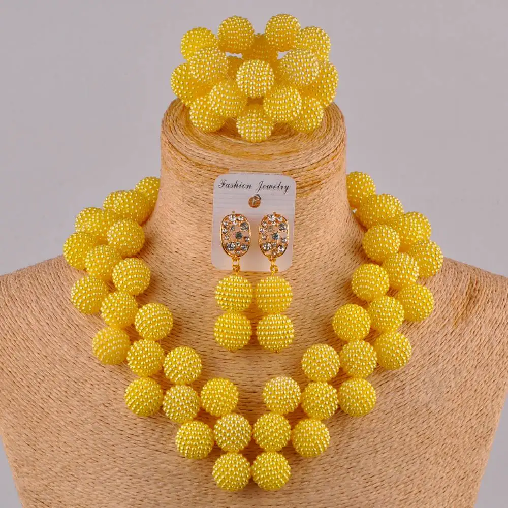 

Heart-shaped Nigerian Wedding African Beads Yellow Jewelry Set for Women FZZ108