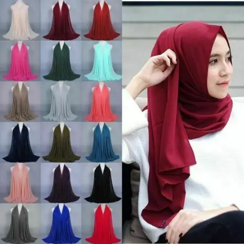 

175X70cm женский модный шифоновый длинный шарф мусульманский хиджаб арабский платок головной убор