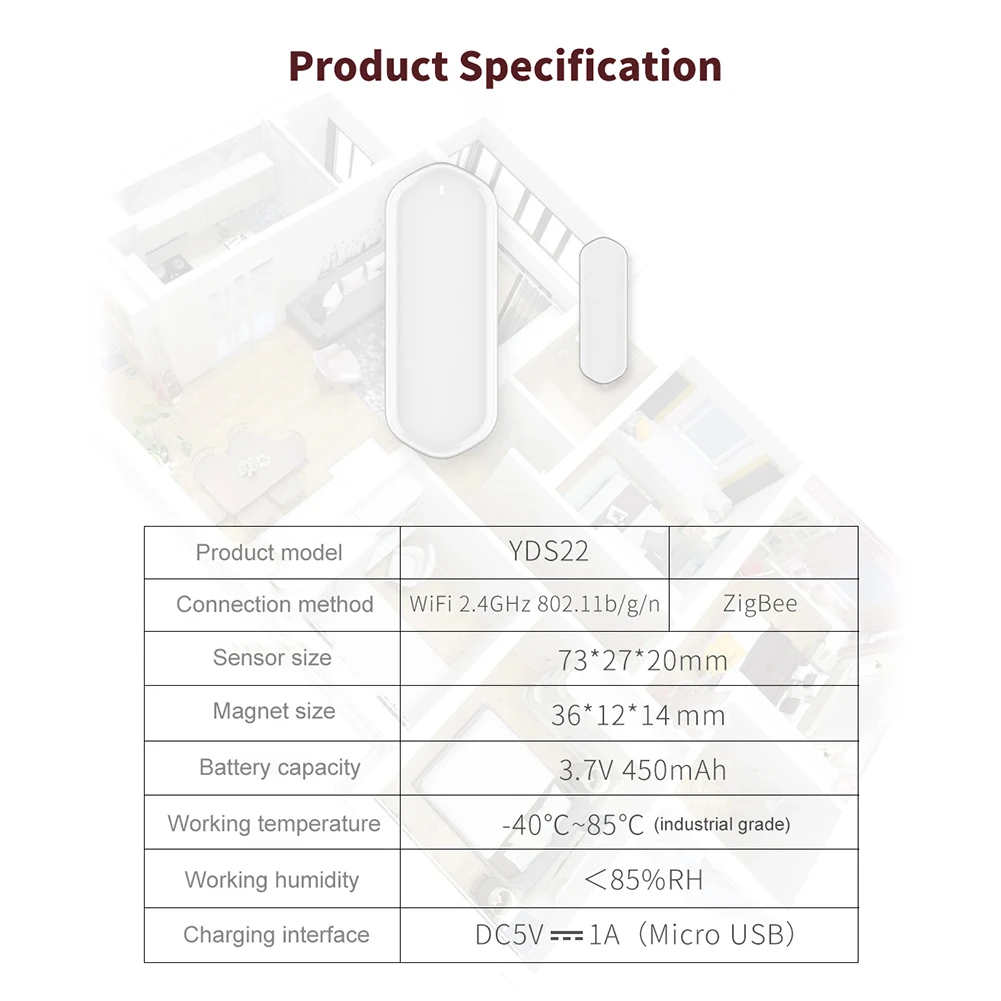 

Tuya Smart WiFi Door Sensor Door Open / Closed Detectors Magnetic switch Window sensor home security Alert security alarm