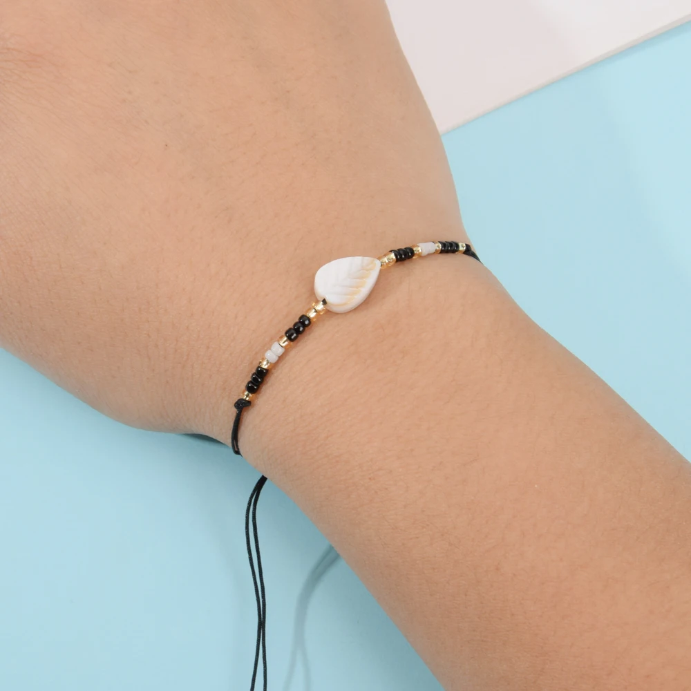 12 шт./лот Набор браслетов с подвеской в виде листьев для пар Женский вязаный