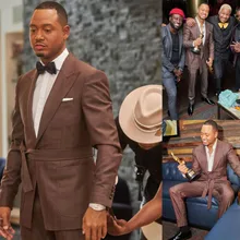 Costumes Hommes Brown Men Suits With Belt Slim Fit Wedding Tuxedo Jacket Blazer Coats Groom Formal Tailored Pants Suits Set (4)