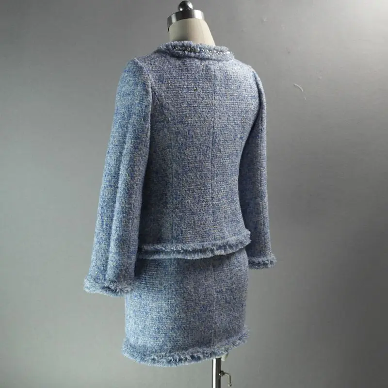 Женский офисный твидовый костюм элегантный итальянский из двух предметов с