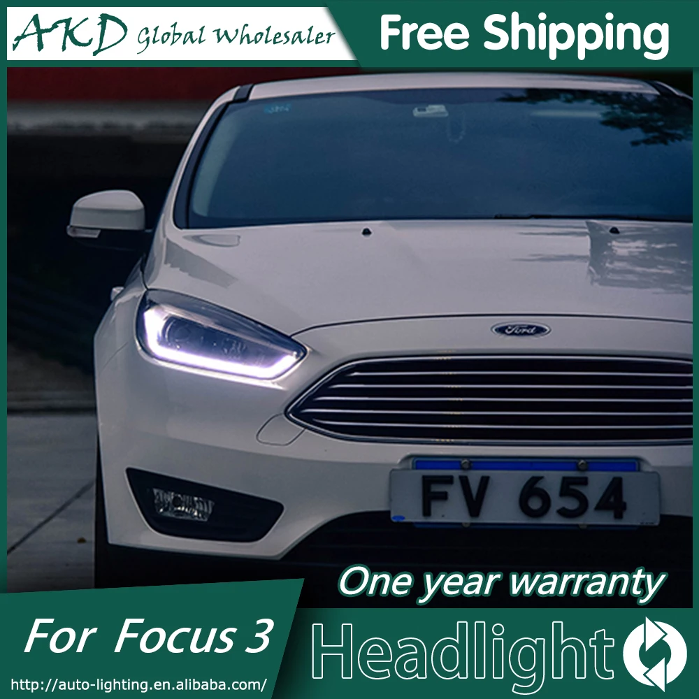 АКД стайлинга автомобилей для Ford Focus 3 светодиодный фары New2015 2018Focus DRL Bi Xenon