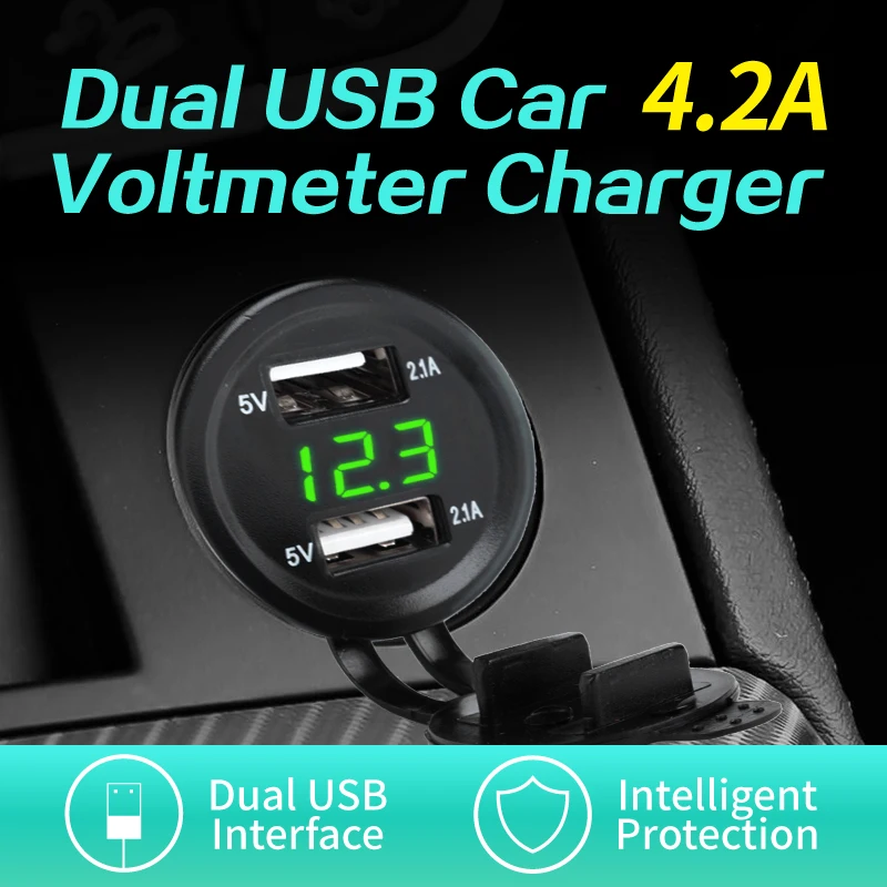 12-24V 4.2A универсальный автомобильный двойной USB разъем порт дисплей напряжения водонепроницаемый мотоциклетные адаптер зарядное устройство комплект Штекер кабель