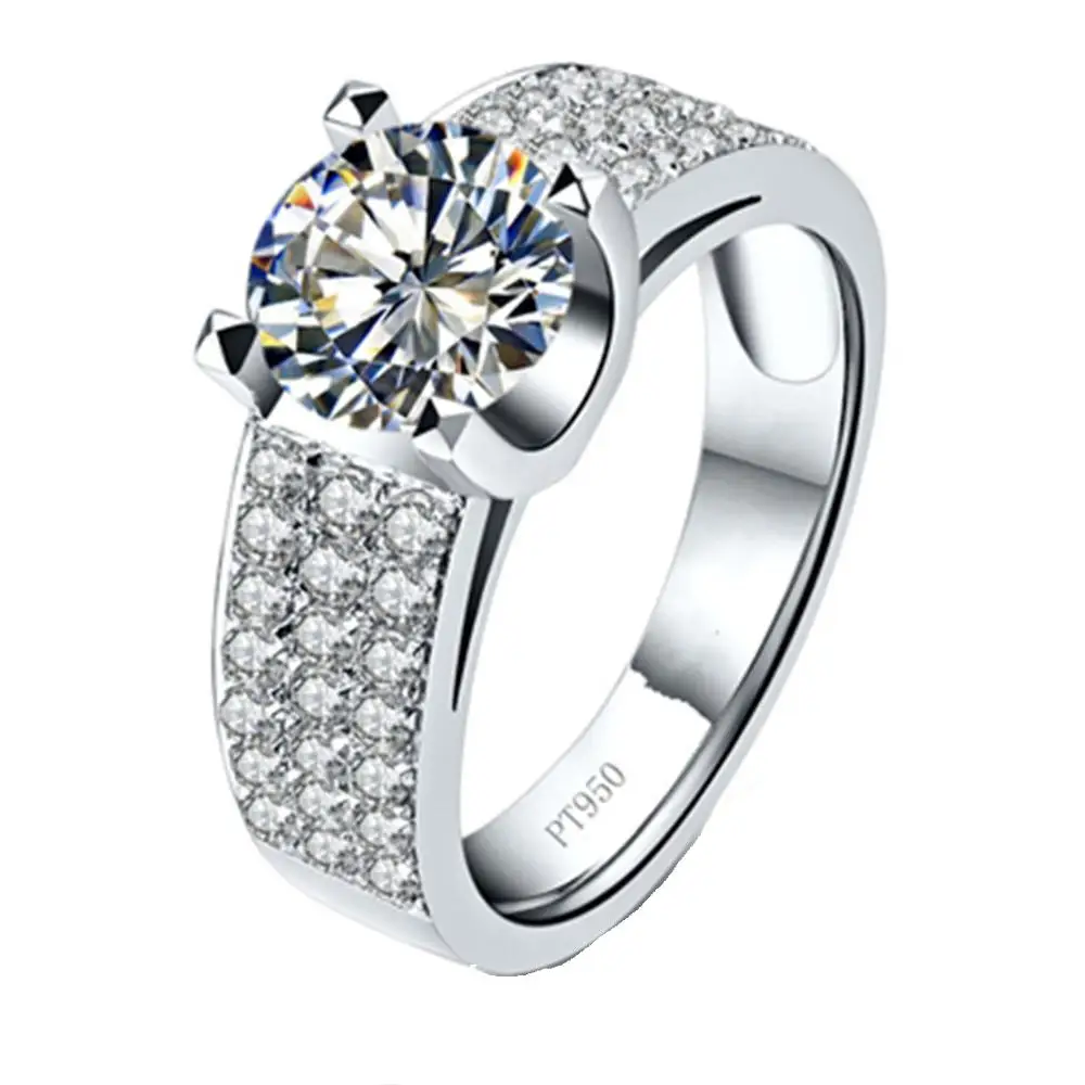Женское кольцо с бриллиантом 18 K белое золото 1 карат из стерлингового серебра 925