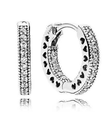 

100% 925 Sterling Silver Pan Earring Fashion Heart With Crystal 2 Piece Set Pan Earrings For Women Wedding Gift Fashion Jewelry