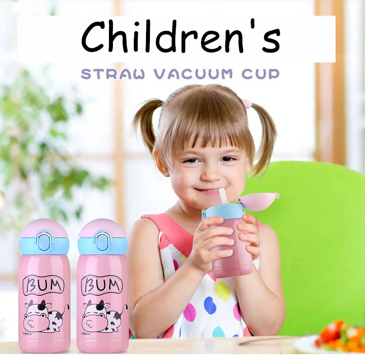 Bpa-free, мини, 200 мл, детский мультяшный термос, бутылка для воды, нержавеющая сталь, соломинка, вакуумная колба, детская, портативная, веревочная, термос, чашка