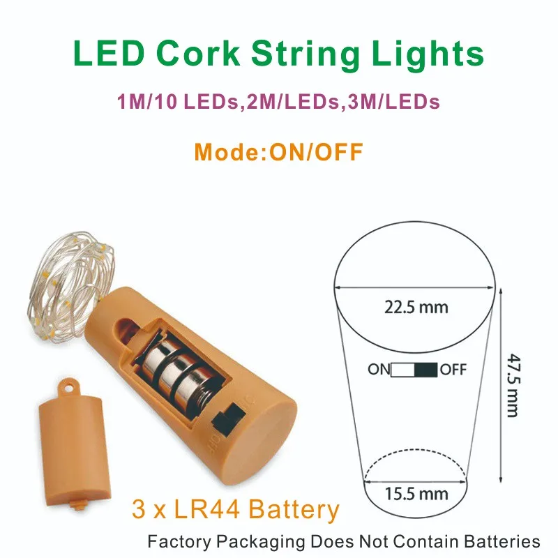 1 м/2 м/3 м светодиодные пробковые бутылочные светильники на батарейках