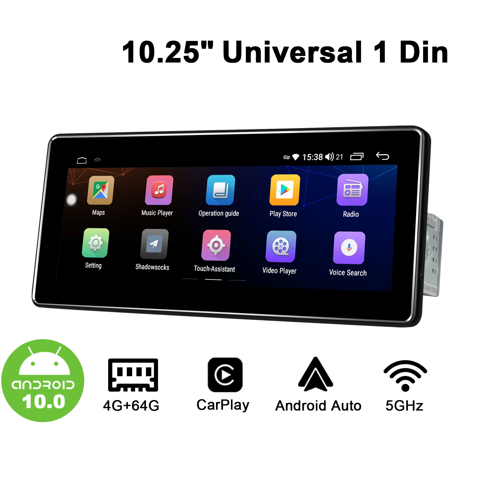 

JOYING 1 Din Universal Car Radio 10.25 Inch Octa Core 4GB+64GB 1280*480 With Carplay&4G IPS HD Stereo GPS Video Autoradio Player
