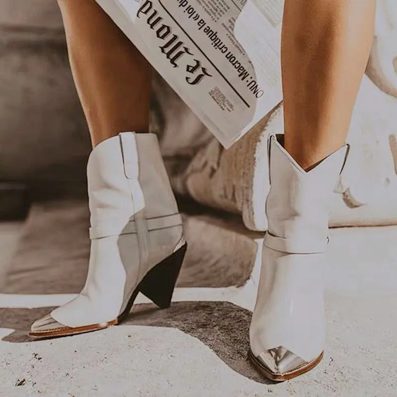 Женские ботильоны на высоком каблуке 10 см с острым носком | Обувь