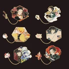 Брошь манга, рассекающий демонов, брошь Kimetsu no Yaiba воротник для косплея, значки, жесткая эмалированная брошь, коллекция фанатов, сувенирные подарки для друзей