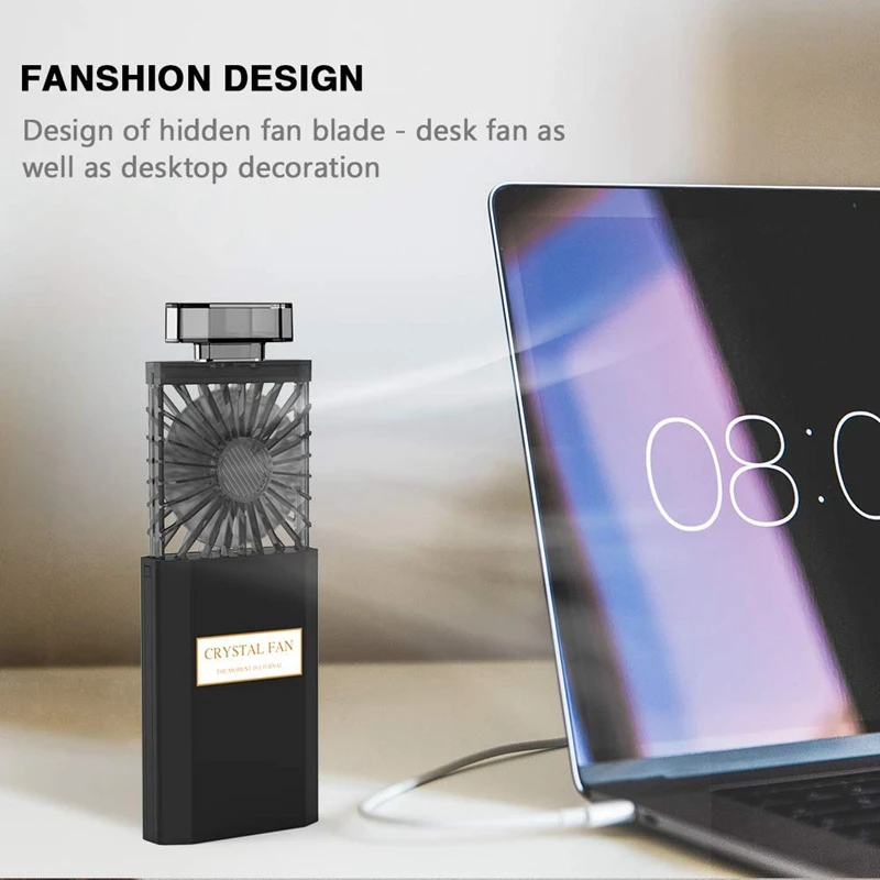 Женский ручной вентилятор перезаряжаемый Маленький Персональный с 3 настройками