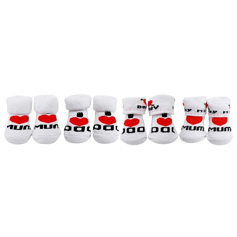 

100% cotton Baby socks slip-resistant floor socks love dad love mum cartoon small kid's socks for girls boy