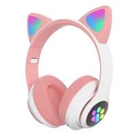 new rgb cat ear headphones bluetooth 5 0 bass noise cancelling adults kids girl headsets support tf card casco mic music gift