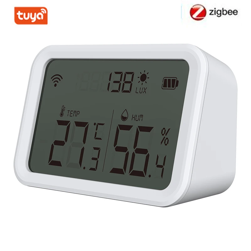 

Tuya ZigBee-Sensor inteligente de temperatura y humedad para interiores, dispositivo con pantalla LCD que funciona con Alexa, Go