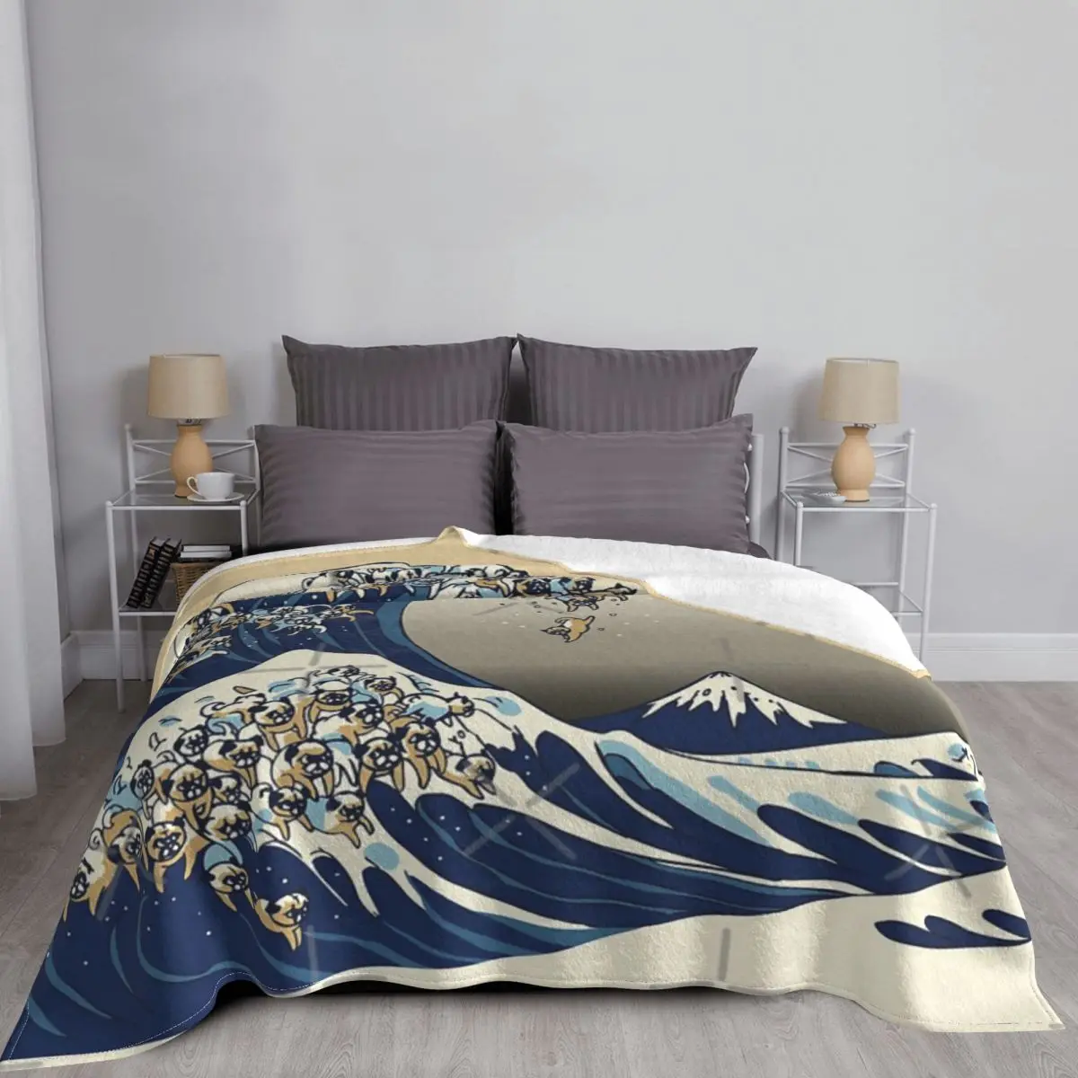 

Великолепное одеяло с волной Мопсов Ванильное небо покрывало для кровати клетчатое пляжное одеяло роскошное пляжное полотенце