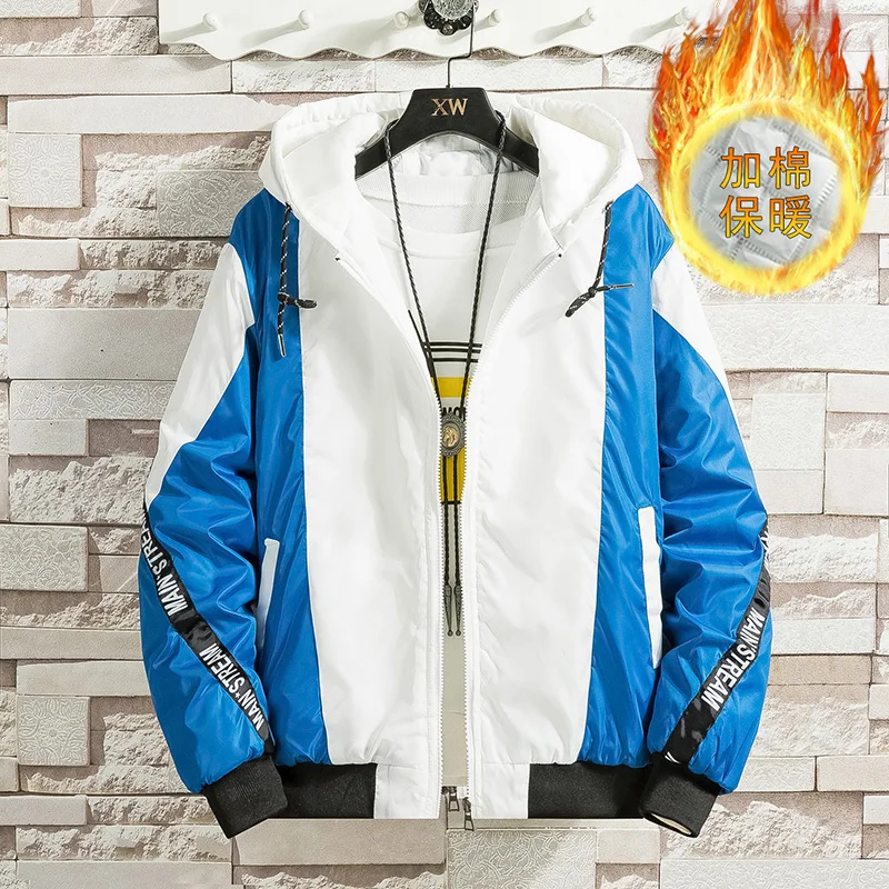 

Стильная мужская осенне-зимняя повседневная куртка большого размера с хлопковой подкладкой, теплые плотные стеганые пальто на молнии с кап...