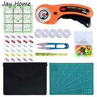 32pcs rotary cutter tool kit 45mm rotary cutter cutting mat patchwork ruler sewing clips for fabric leather cutting tools