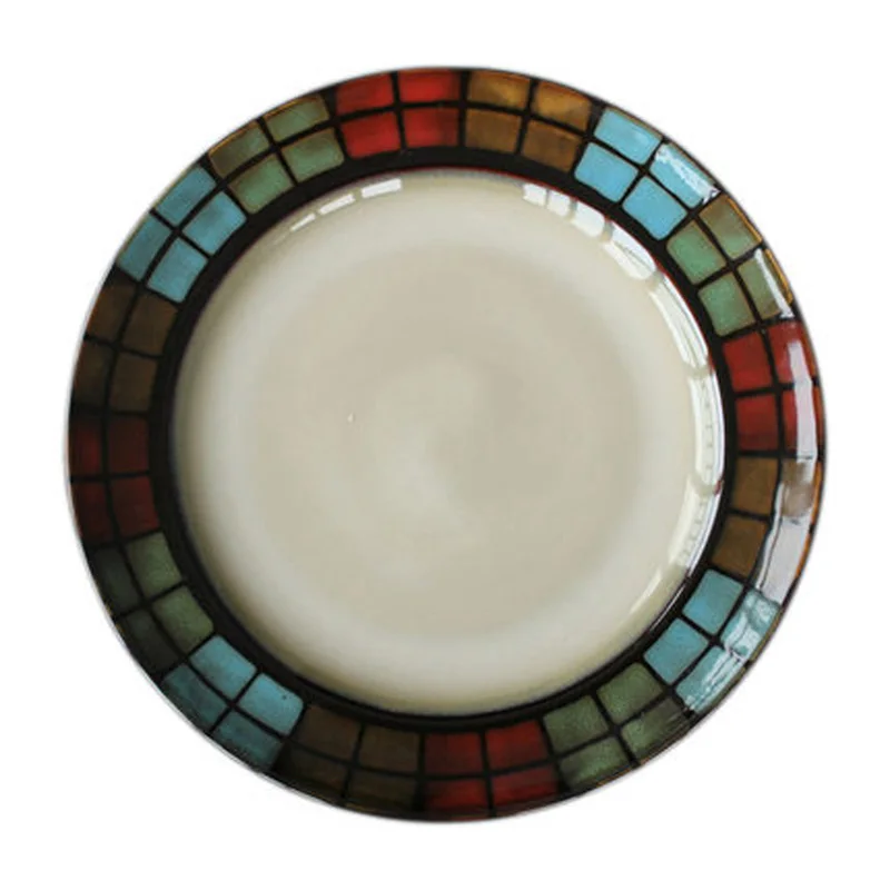 

Thompson ceramic tableware creative American kiln glaze western food plate steak plate flat plate dessert plate underglaze color