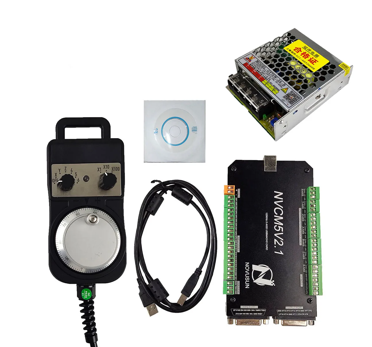 Mach3 USB interface CNC kit motion controller NVCM 3/4/5/6 axis CNC motion control card, 4/6 axis electronic handwheel 24V DC