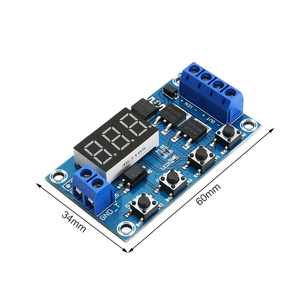 

Dual MOS LED Digital Time Delay Relay Trigger Cycle Timer Delay Switch Circuit Board Timing Control Module DIY DC 12V 24V
