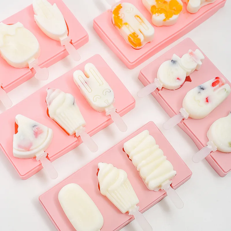 

NEW Silicone Ice Cream Mold with Lid Animals Shape Jelly DIY Mold Dessert Ice Cream Mold with Reusable Popsicle Stick