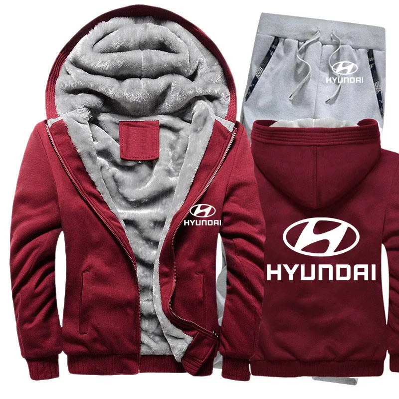 Толстовки для мужчин hyundai Motor Car Logo Мужские s толстовки костюм зимний толстый теплый флис хлопок спортивный костюм на молнии мужская куртка+ брюки 2 шт