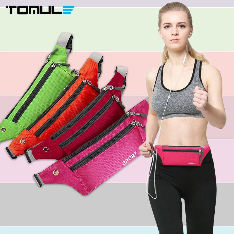 

Tomule Running Bags Women Sport Waist Bag Portable Fanny Pack Hold Water Gym Bag Sports Belt Pouch Waterproof Mobile Phone Case