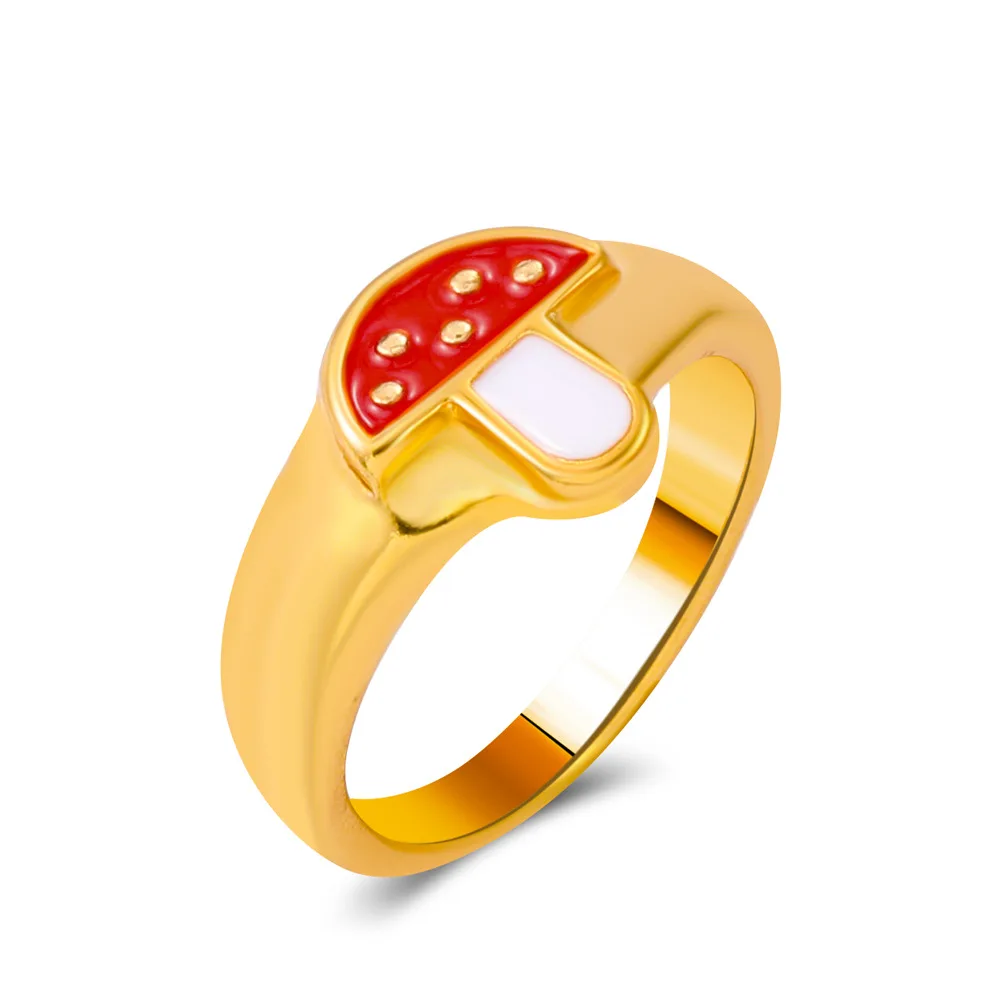

New Net Red Ins Wind Creative Small Mushroom Ring European and American Small Fresh and Cute Girl Wild Ring Jewelry