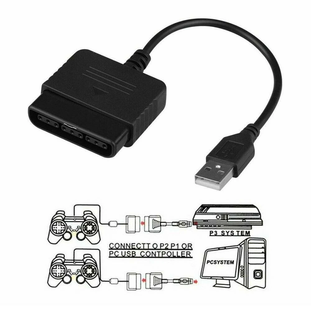 For PS2 To PS3 & PC USB Controller Converter Adapter Cable Black New 100% Brand New And High Quality Easy To Operate Practical images - 6